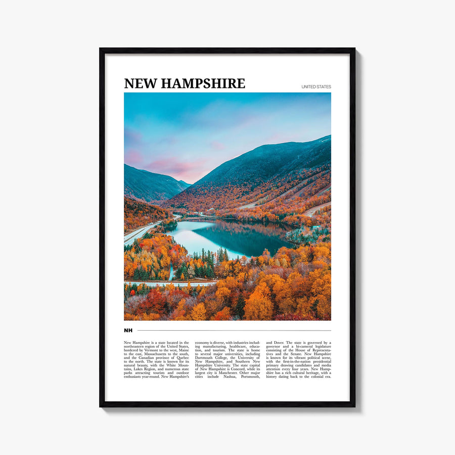 New Hampshire no. 2 colorful travel poster of United States – vertical wall art, unframed print shown in interior mockup