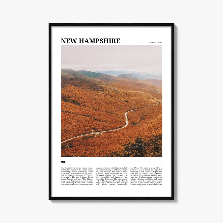 New Hampshire no. 3 colorful travel poster of United States – vertical wall art, unframed print shown in interior mockup
