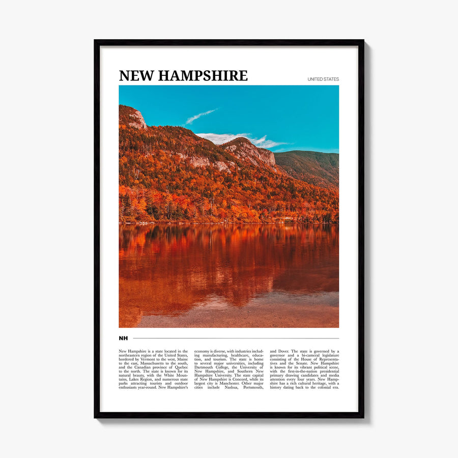 New Hampshire Travel No 1 Poster, framed poster mockup
