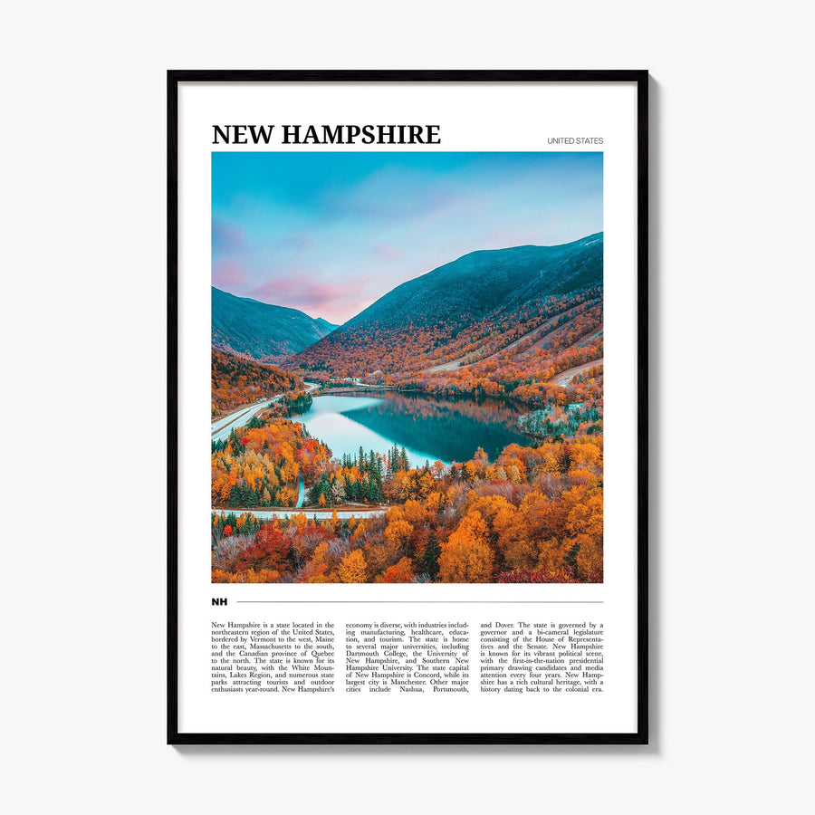 New Hampshire Travel No 2 Poster, framed poster mockup