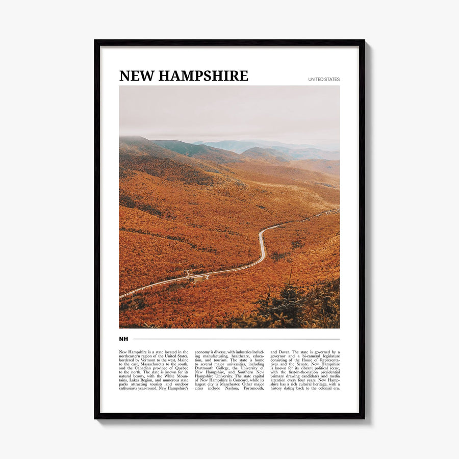 New Hampshire Travel No 3 Poster, framed poster mockup