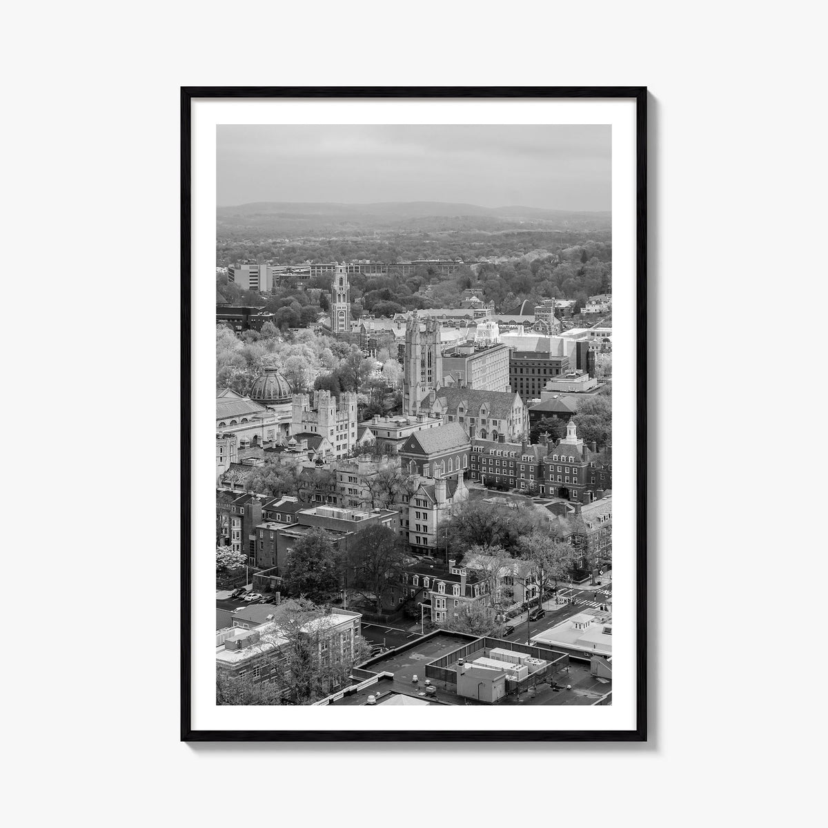 New Haven black & white photo poster of Connecticut, USA – vertical wall art, unframed print shown in interior mockup