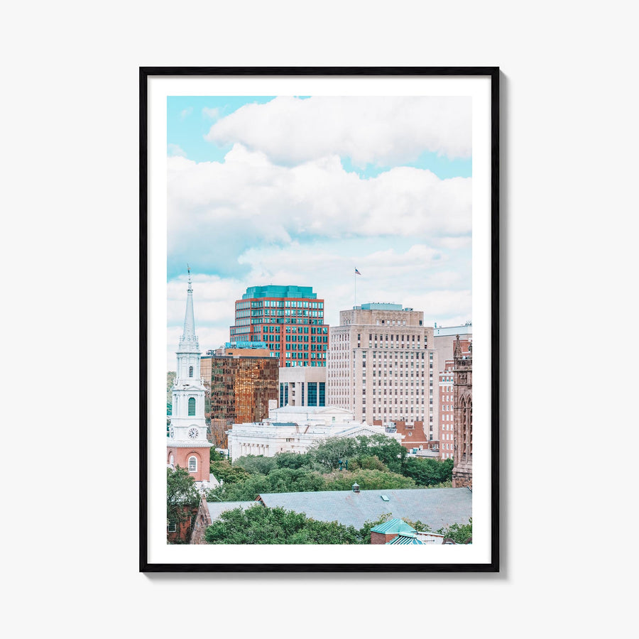 New Haven colorful photo poster of Connecticut, USA – vertical wall art, unframed print shown in interior mockup