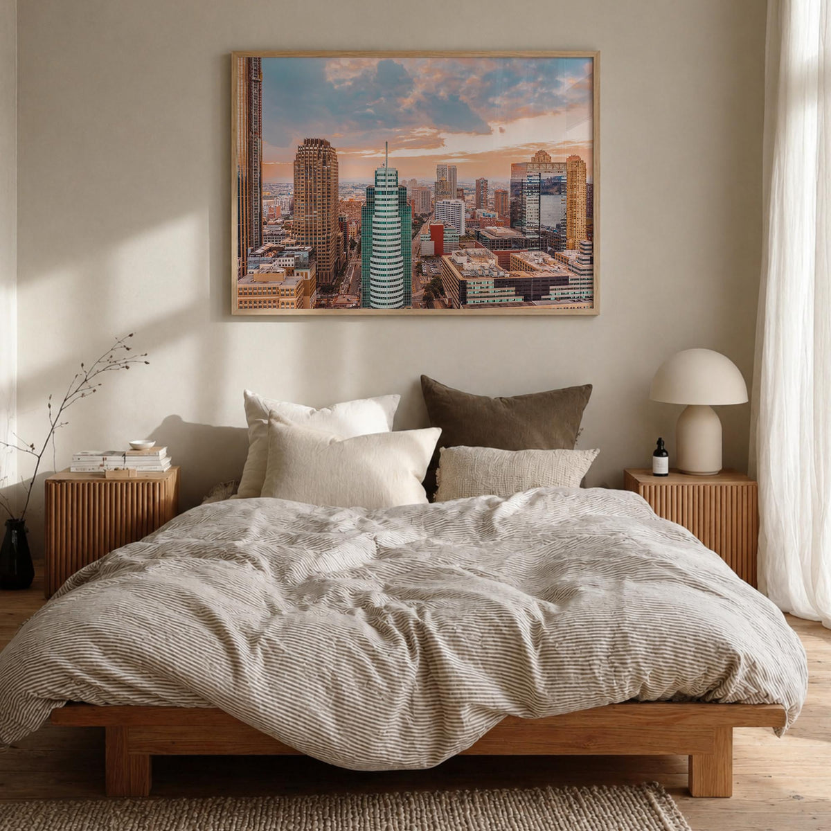 New Jersey colorful photo poster of United States – horizontal wall art in natural wood frame, hanging on wall