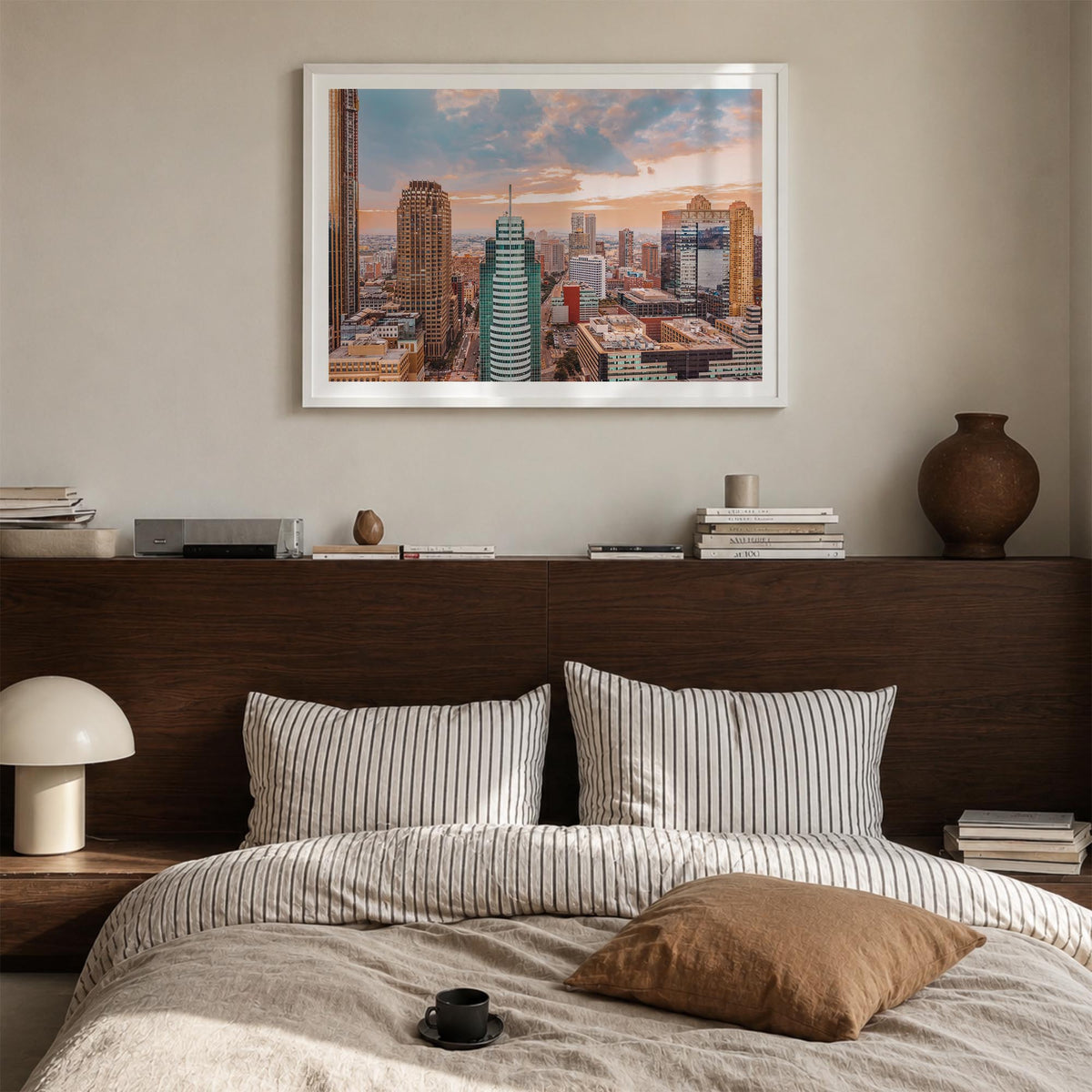 New Jersey colorful photo poster of United States – horizontal wall art in white wood frame with white border, hanging on wal