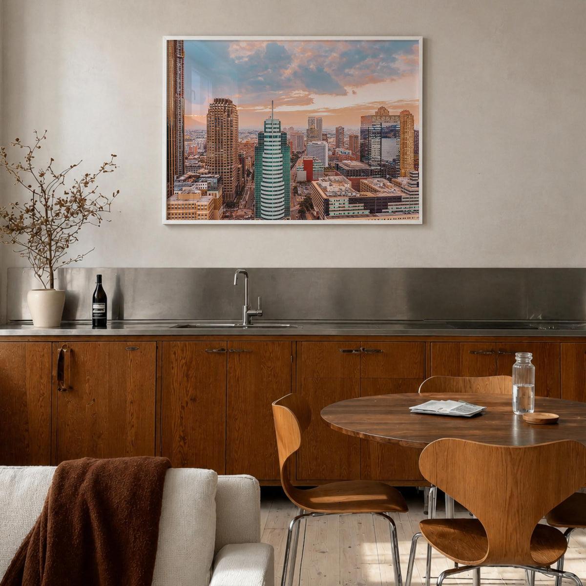 New Jersey colorful photo poster of United States – horizontal wall art in white wood frame, hanging on wall
