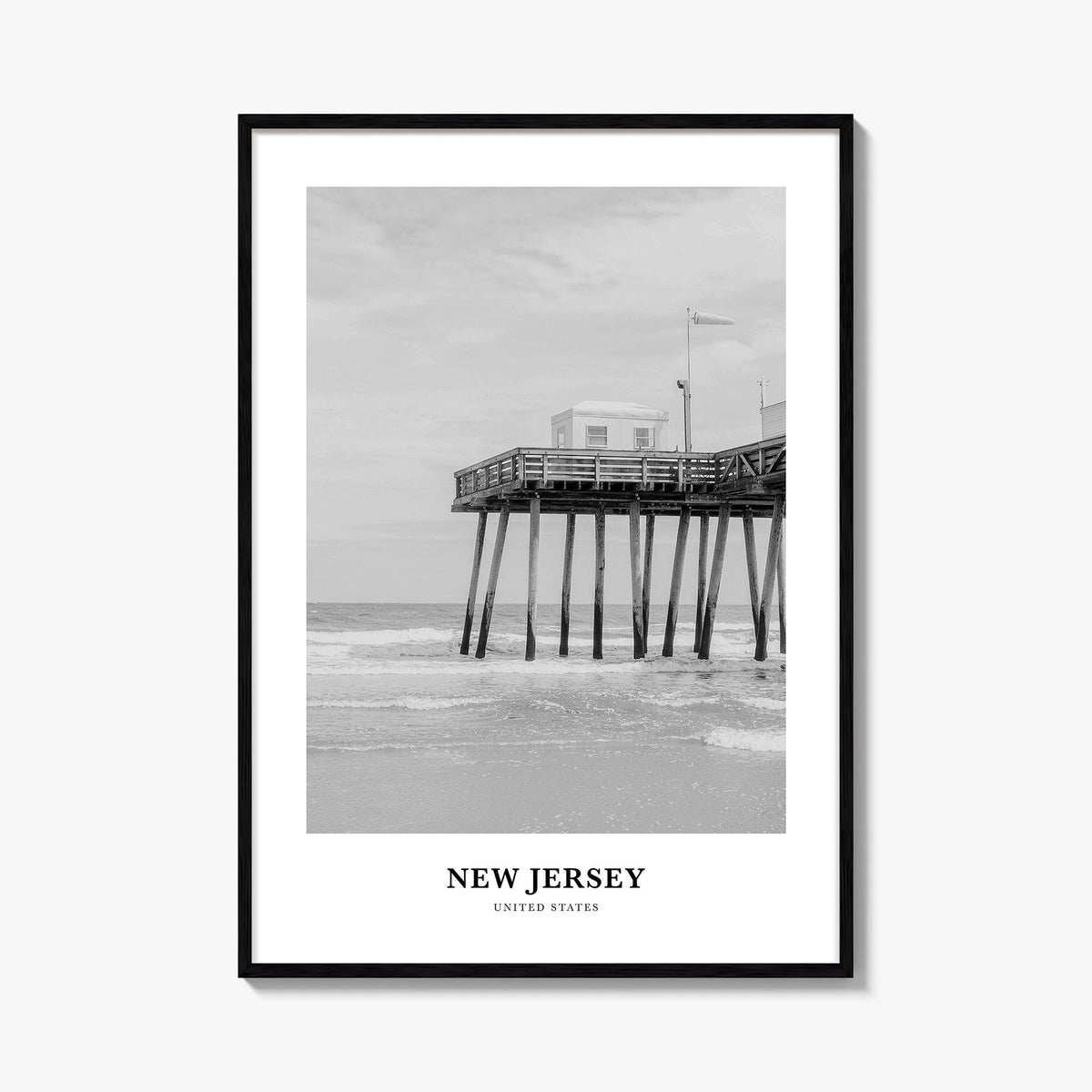 New Jersey no. 1 black & white classic poster of United States – vertical wall art, unframed print shown in interior mockup