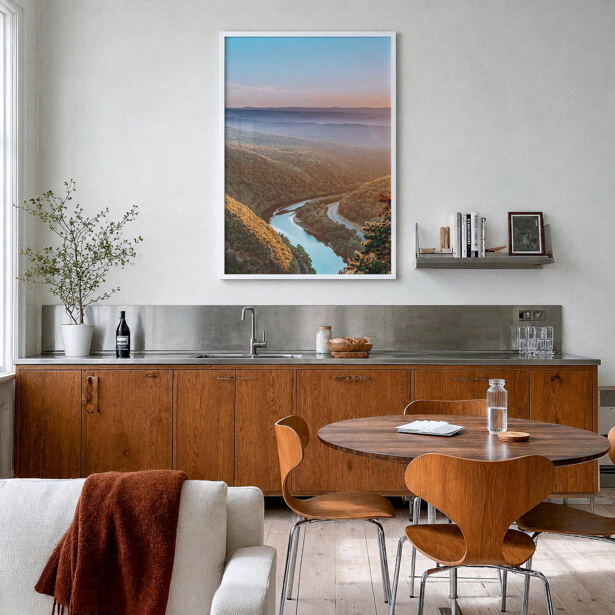 New Jersey no. 1 colorful photo poster of United States – vertical wall art in white wood frame, hanging on wall