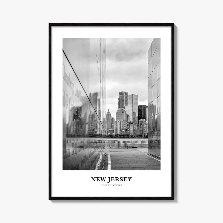 New Jersey no. 2 black & white classic poster of United States – vertical wall art, unframed print shown in interior mockup