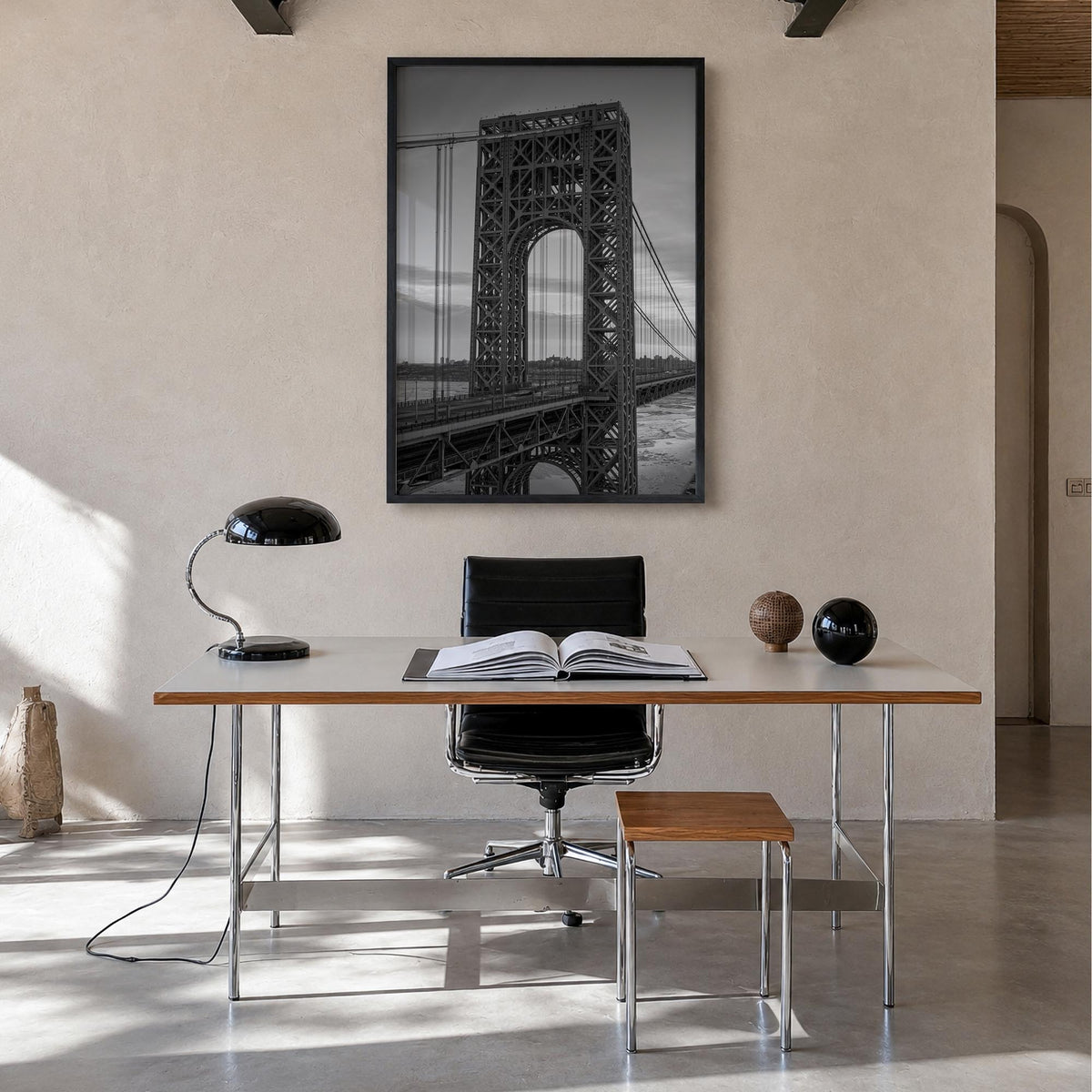 New Jersey no. 2 black & white photo poster of United States – vertical wall art in black wood frame, hanging on wall