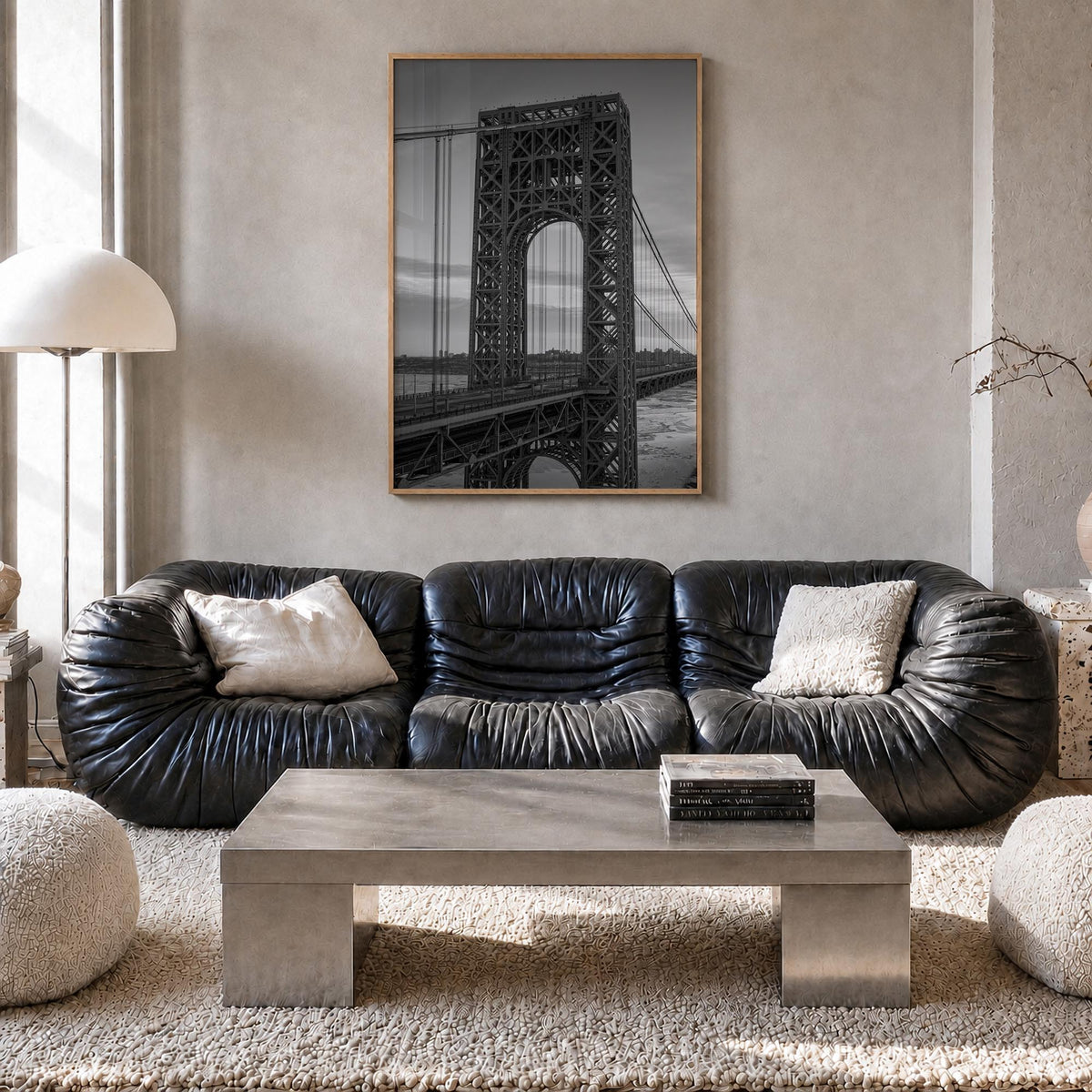 New Jersey no. 2 black & white photo poster of United States – vertical wall art in natural wood frame, hanging on wall