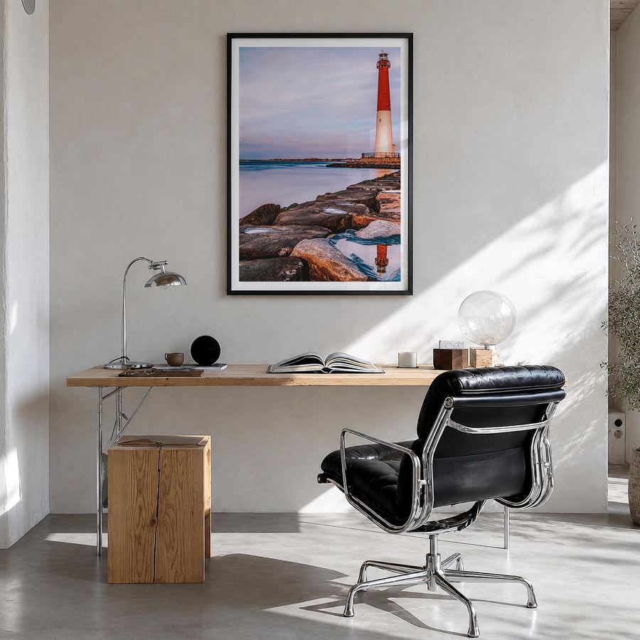 New Jersey no. 2 colorful photo poster of United States – vertical wall art in black wood frame with white border, hanging on
