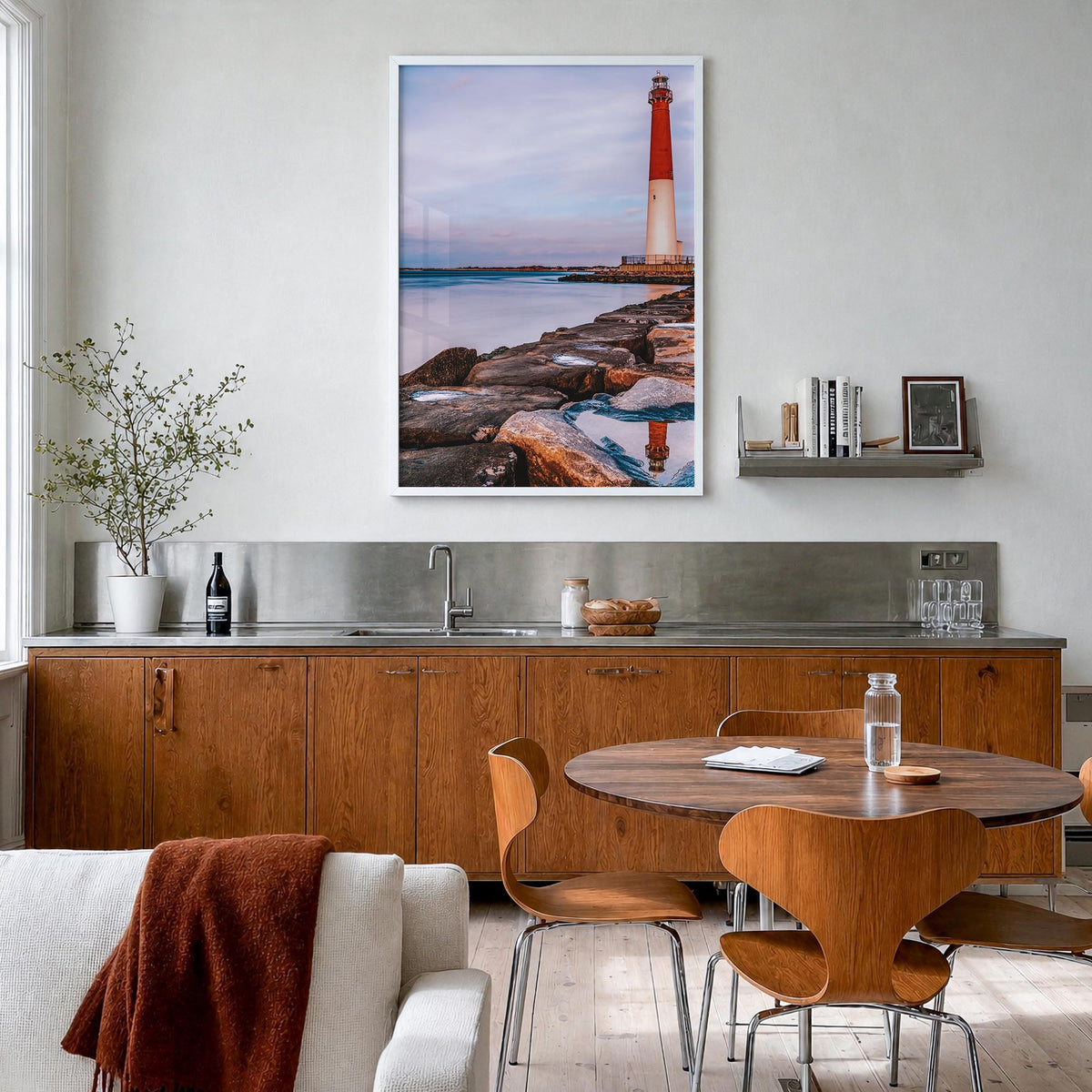 New Jersey no. 2 colorful photo poster of United States – vertical wall art in white wood frame, hanging on wall