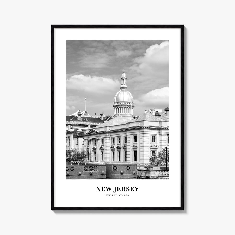 New Jersey no. 3 black & white classic poster of United States – vertical wall art, unframed print shown in interior mockup