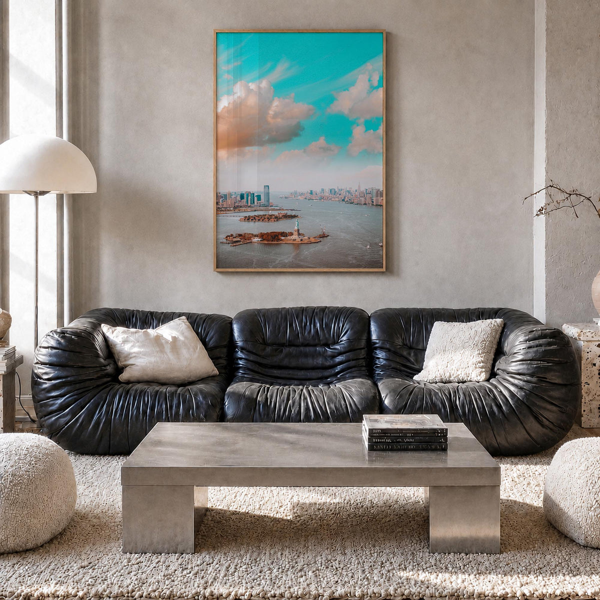 New Jersey no. 3 colorful photo poster of United States – vertical wall art in natural wood frame, hanging on wall