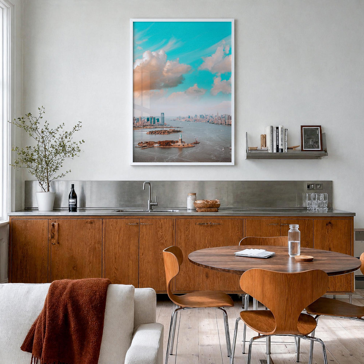 New Jersey no. 3 colorful photo poster of United States – vertical wall art in white wood frame, hanging on wall