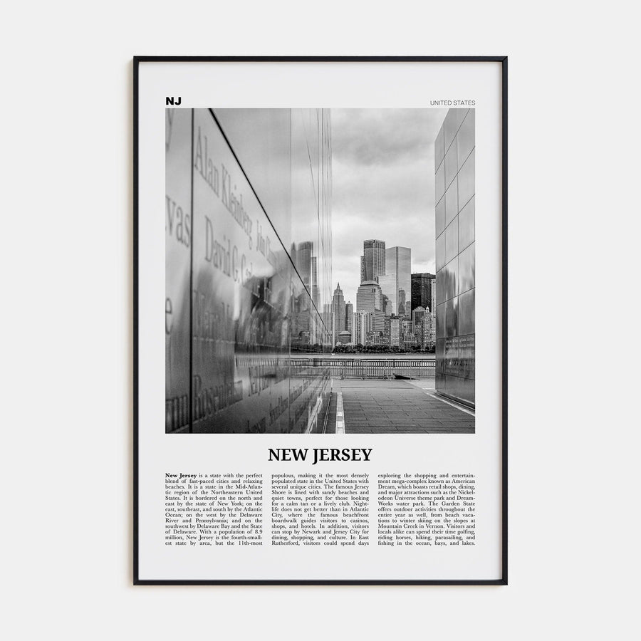 New Jersey No 3 Poster None / 8x12 in Nbourhood Travel B&W Poster