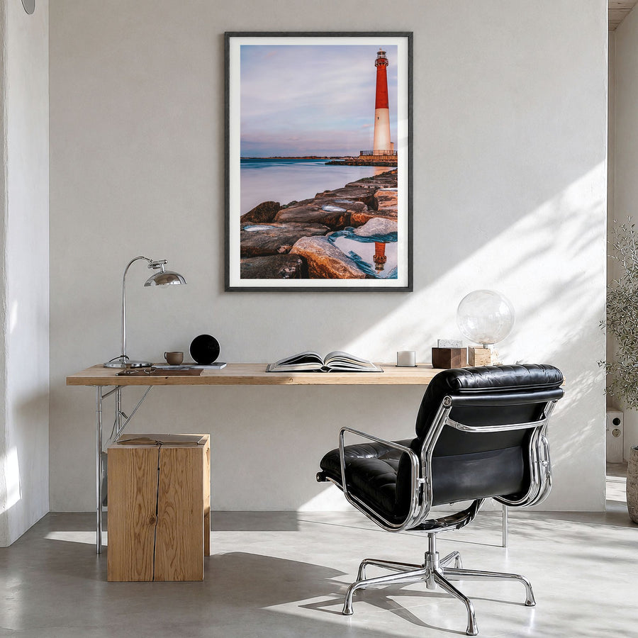 New Jersey Photo No 2 Poster in a black wood frame, hanging in a bright home office, white border