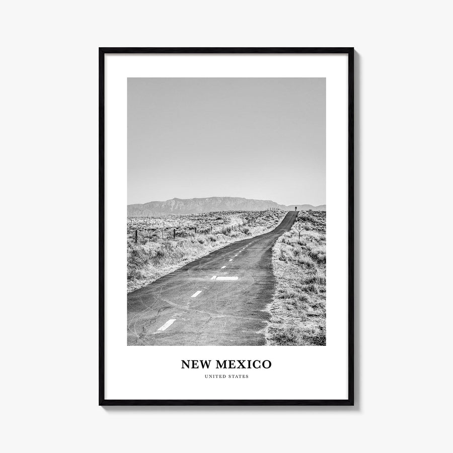 New Mexico black & white classic poster of United States – vertical wall art, unframed print shown in interior mockup
