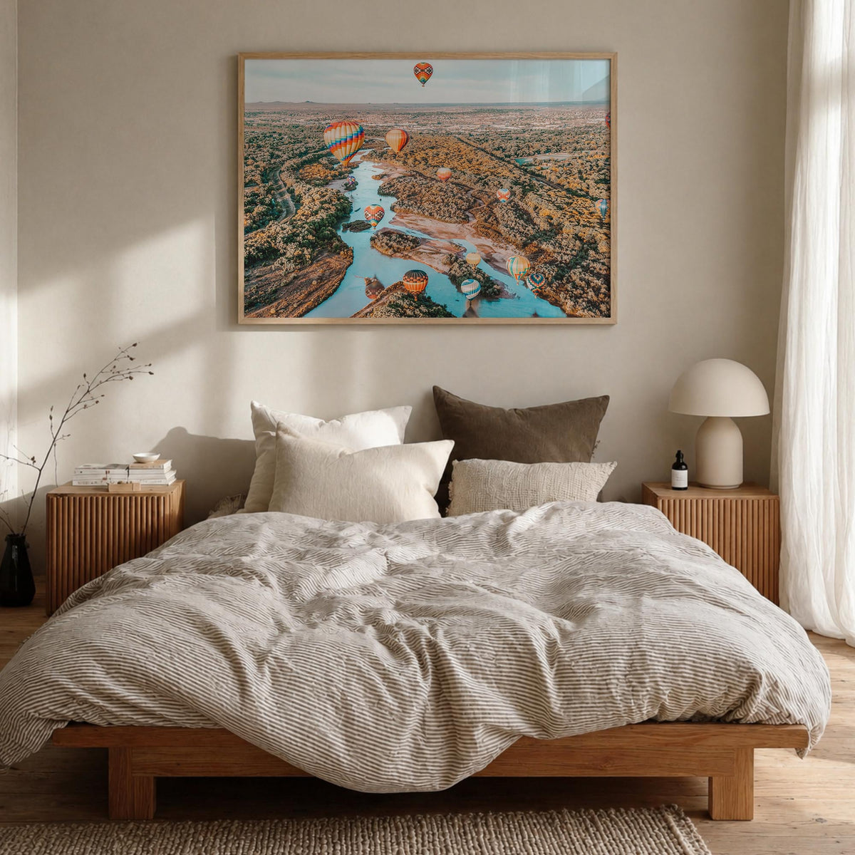New Mexico colorful photo poster of United States – horizontal wall art in natural wood frame, hanging on wall