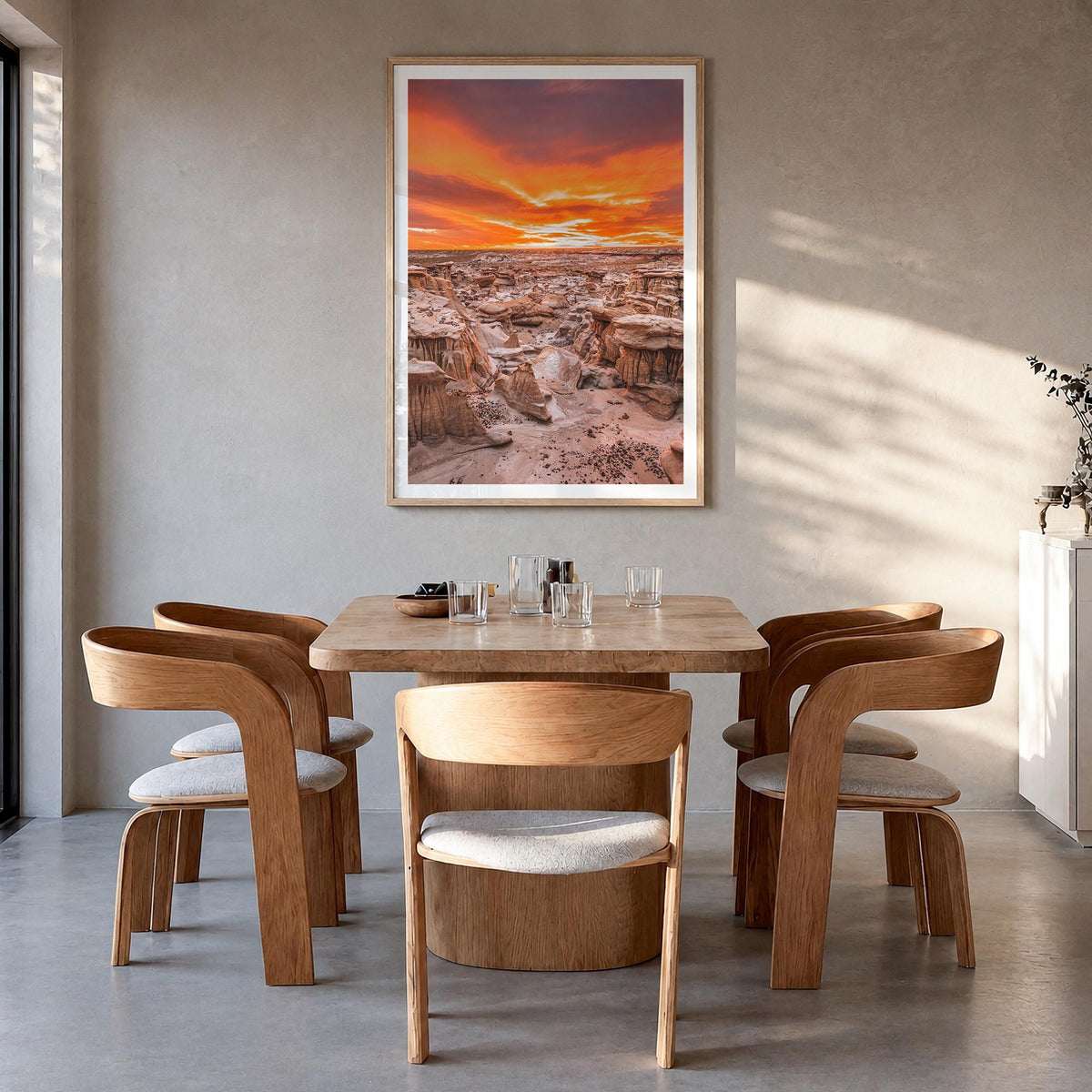 New Mexico no. 1 colorful photo poster of United States – vertical wall art in natural wood frame with white border, hanging 