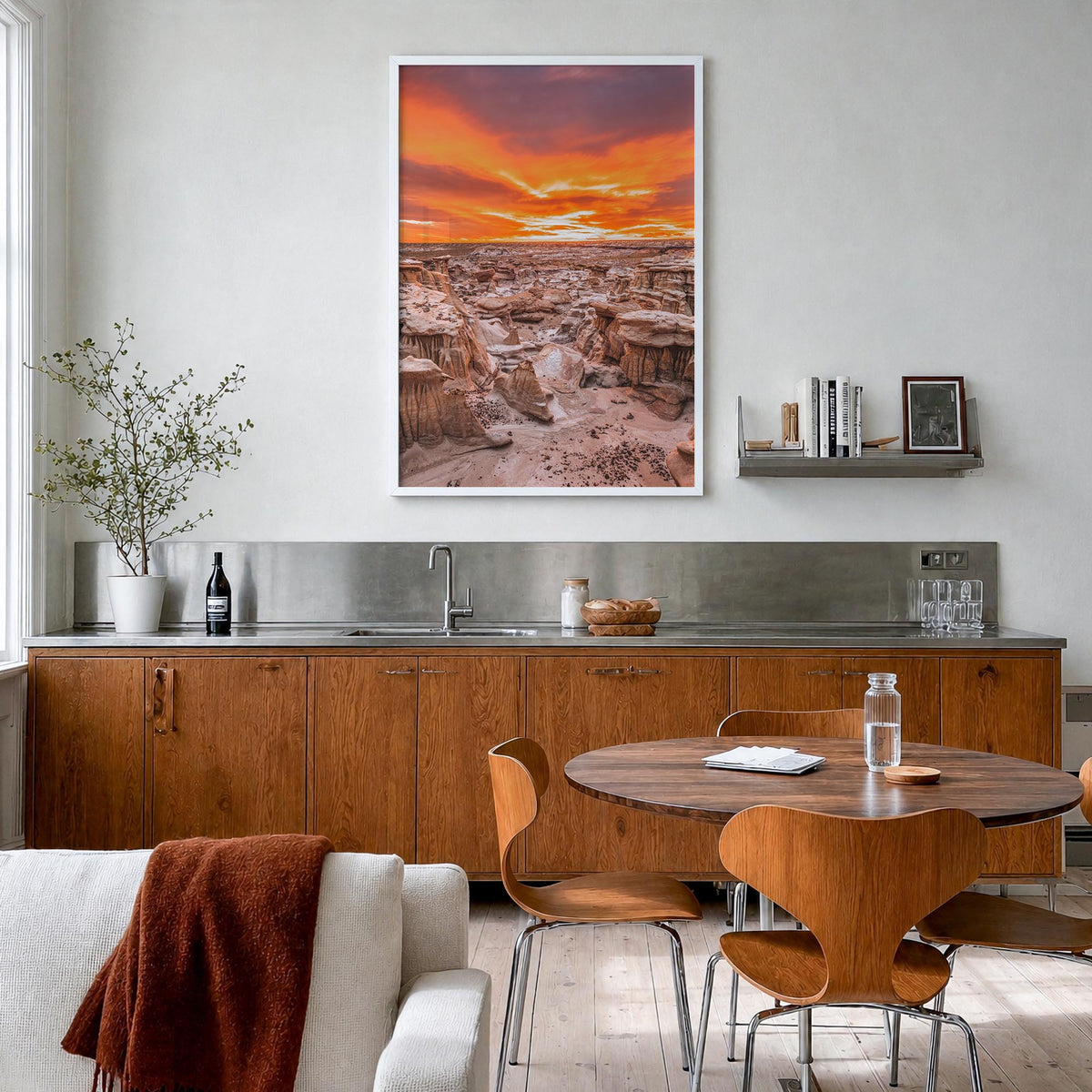 New Mexico no. 1 colorful photo poster of United States – vertical wall art in white wood frame, hanging on wall