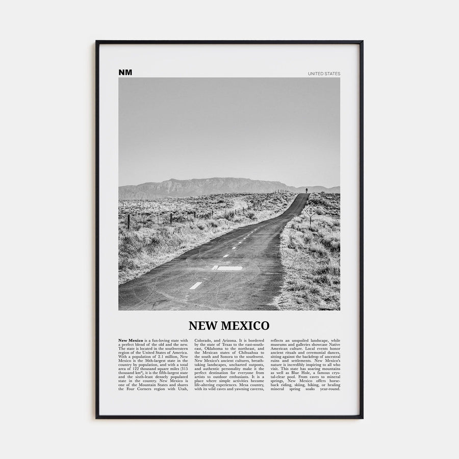 New Mexico No 1 Poster None / 8x12 in Nbourhood Travel B&W Poster