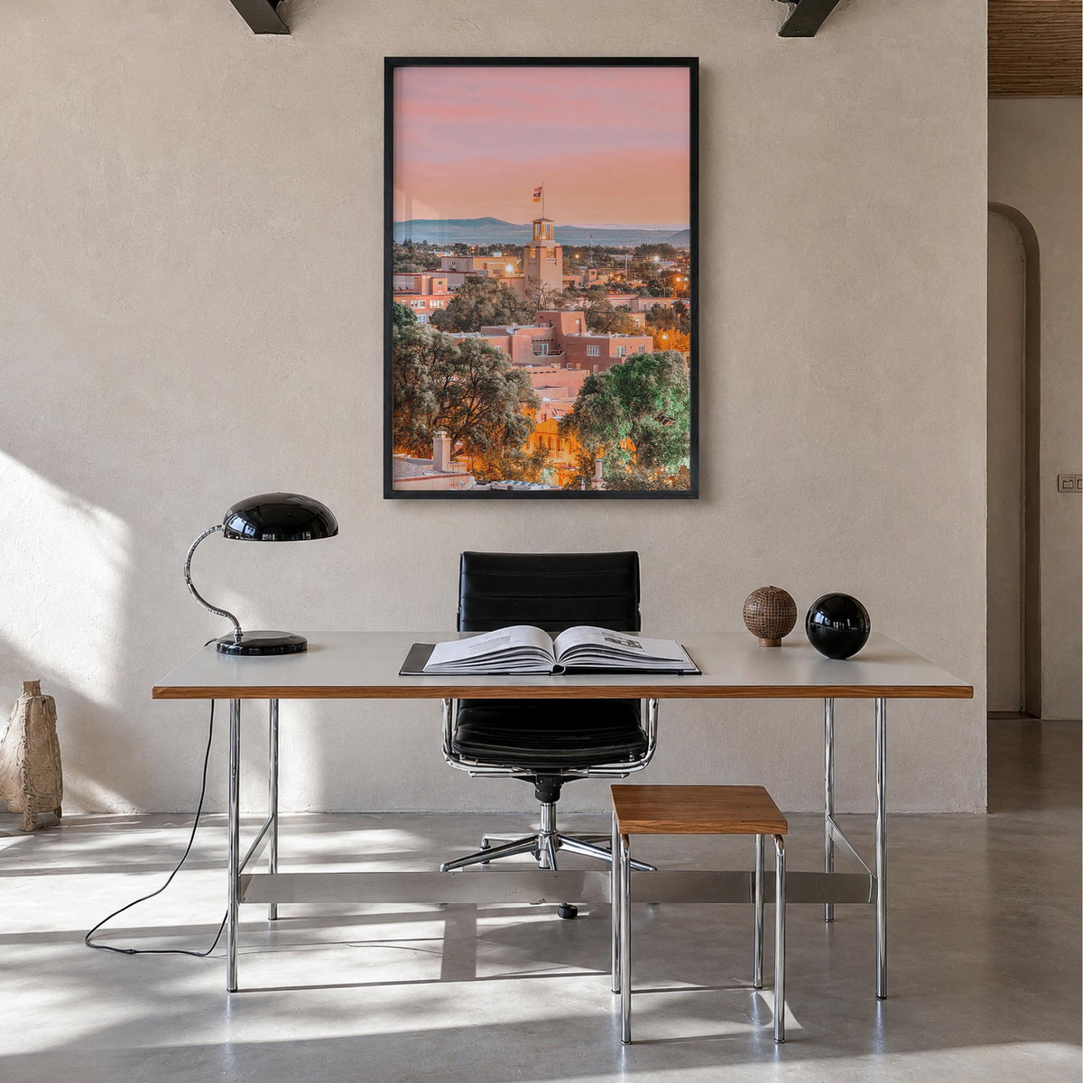 New Mexico no. 2 colorful photo poster of United States – vertical wall art in black wood frame, hanging on wall
