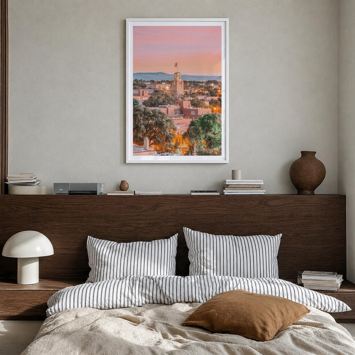 New Mexico no. 2 colorful photo poster of United States – vertical wall art in white wood frame with white border, hanging on