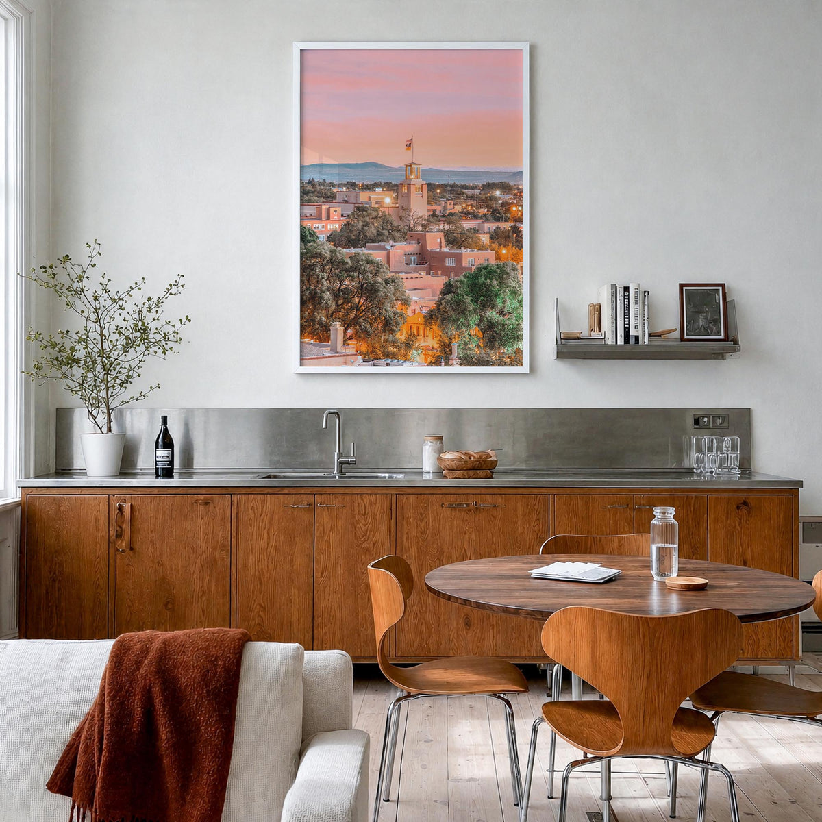 New Mexico no. 2 colorful photo poster of United States – vertical wall art in white wood frame, hanging on wall