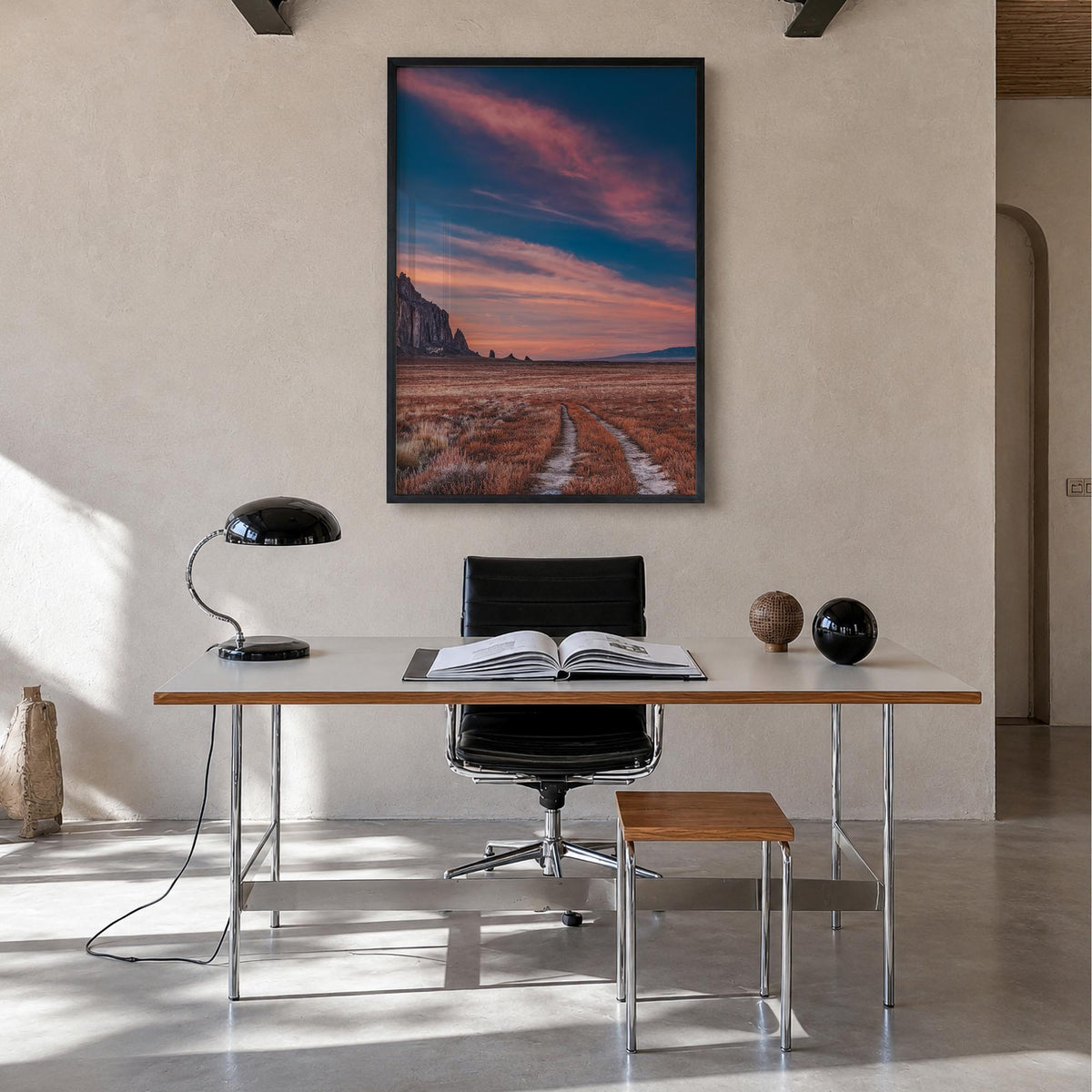 New Mexico no. 3 colorful photo poster of United States – vertical wall art in black wood frame, hanging on wall