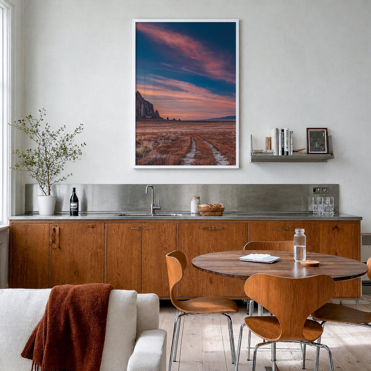 New Mexico no. 3 colorful photo poster of United States – vertical wall art in white wood frame, hanging on wall