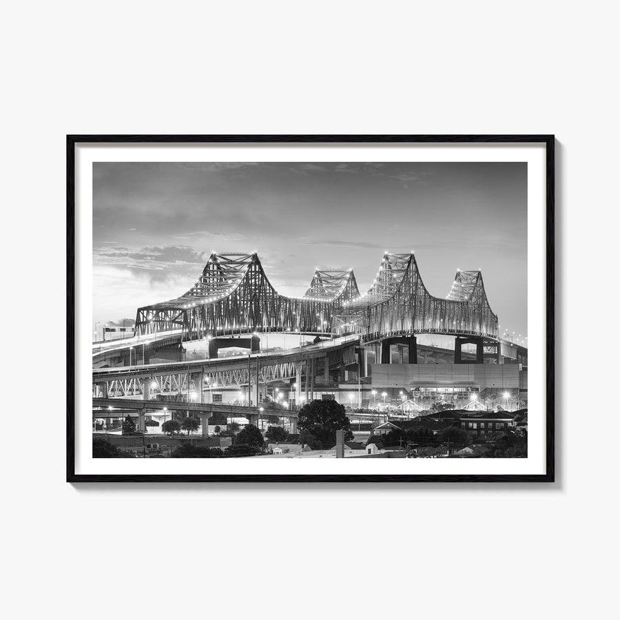New Orleans black & white photo poster of Louisiana, USA – horizontal wall art, unframed print shown in interior mockup