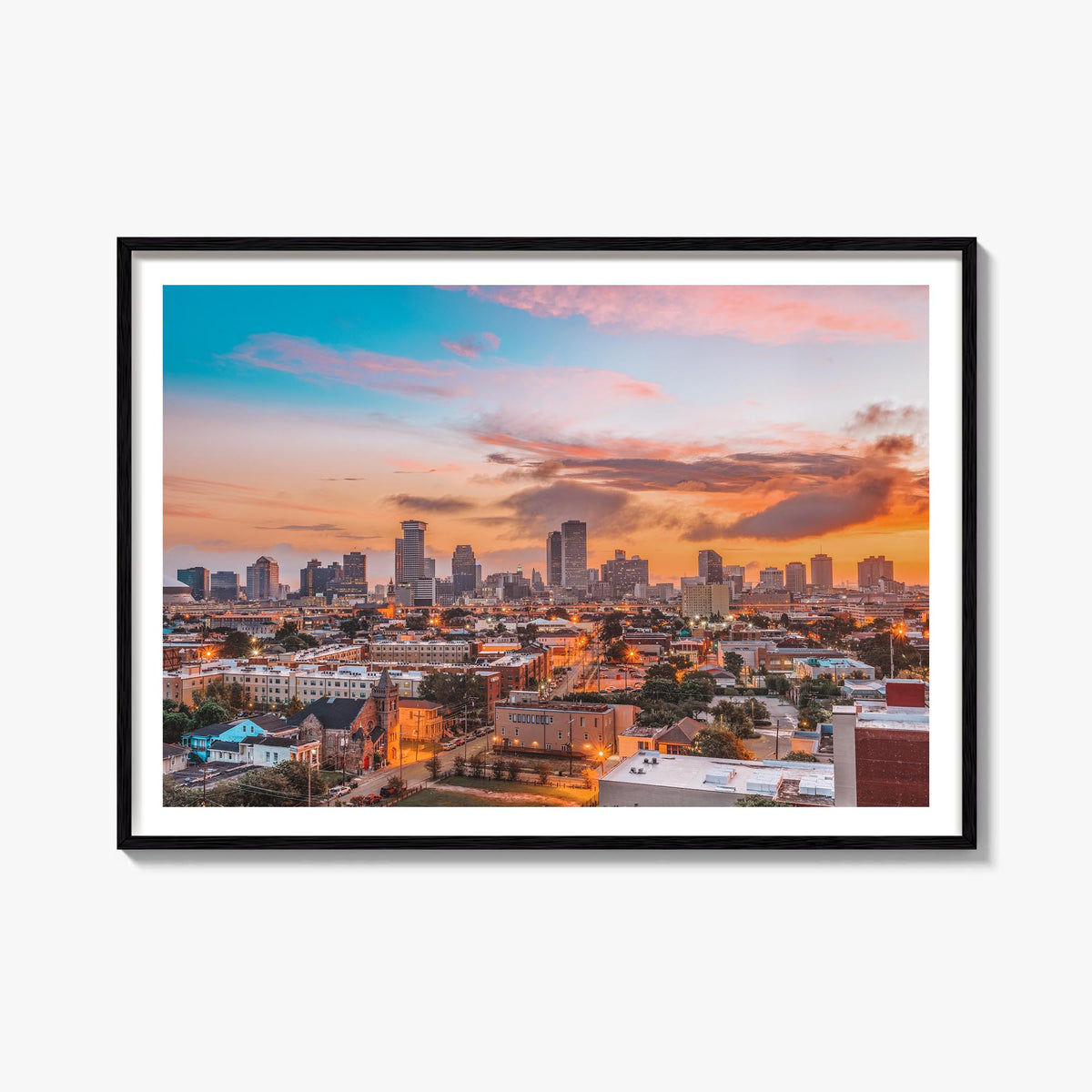 New Orleans colorful photo poster of Louisiana, USA – horizontal wall art, unframed print shown in interior mockup