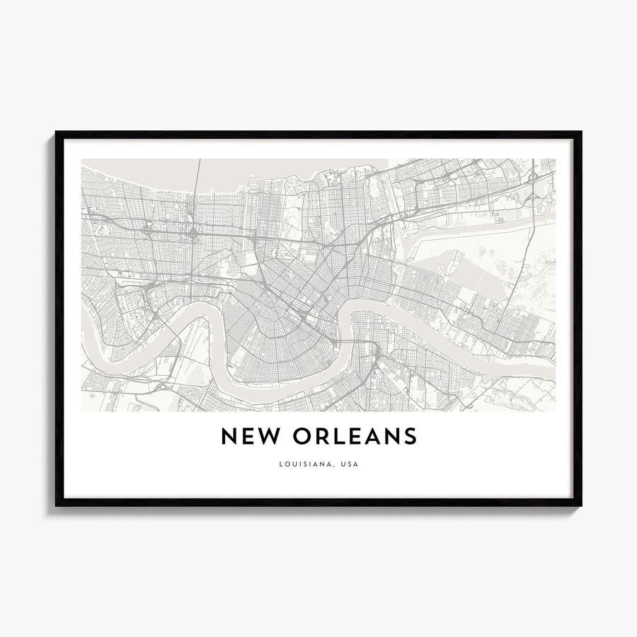 New Orleans Map Poster, framed poster mockup