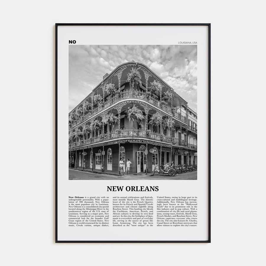 New Orleans No 1 Poster None / 8x12 in Nbourhood Travel B&W Poster