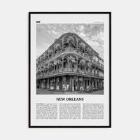 New Orleans No 1 Poster Black Wood / 8x12 in Nbourhood Travel B&W Poster