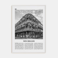 New Orleans No 1 Poster White Wood / 8x12 in Nbourhood Travel B&W Poster