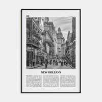 New Orleans No 2 Poster Black Metal / 8x12 in Nbourhood Travel B&W Poster