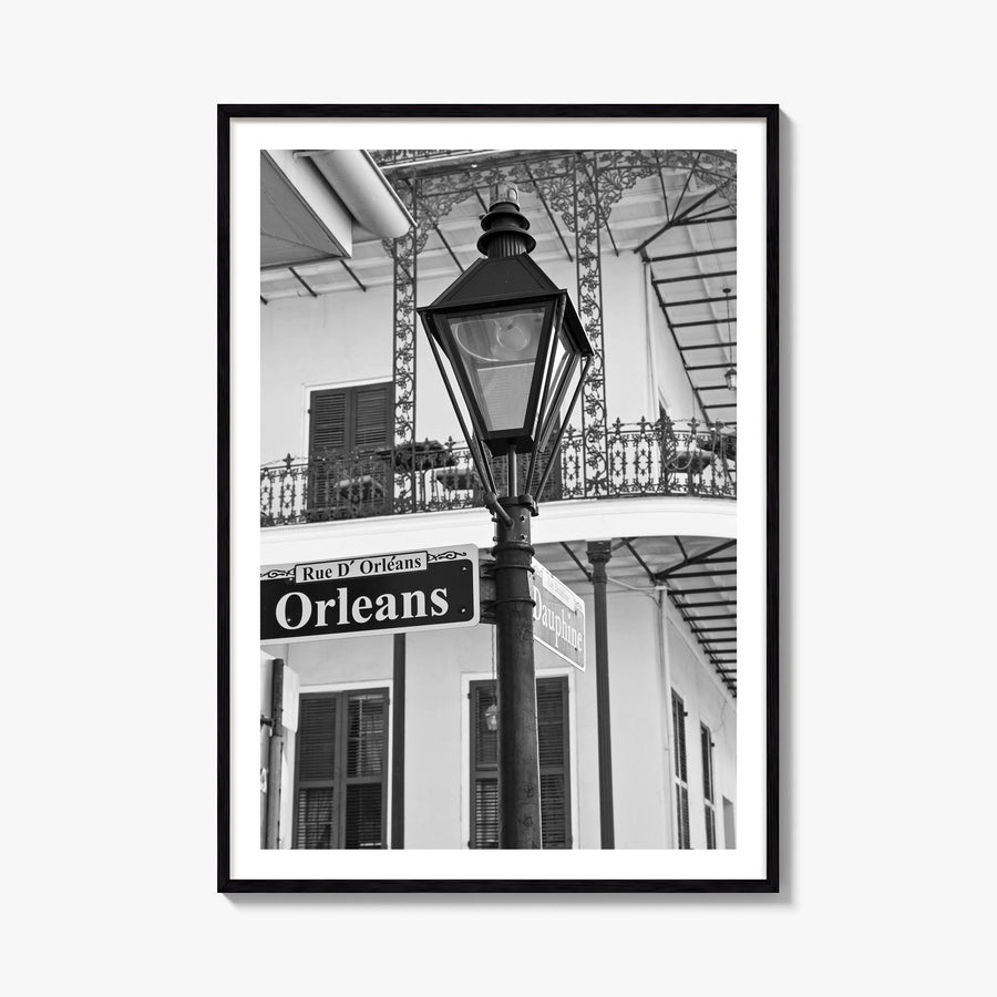 New Orleans no. 3 black & white photo poster of Louisiana, USA – vertical wall art, unframed print shown in interior mockup