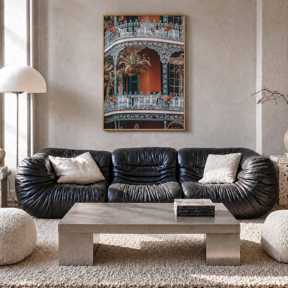 New Orleans no. 3 colorful photo poster of Louisiana, USA – vertical wall art in natural wood frame, hanging on wall