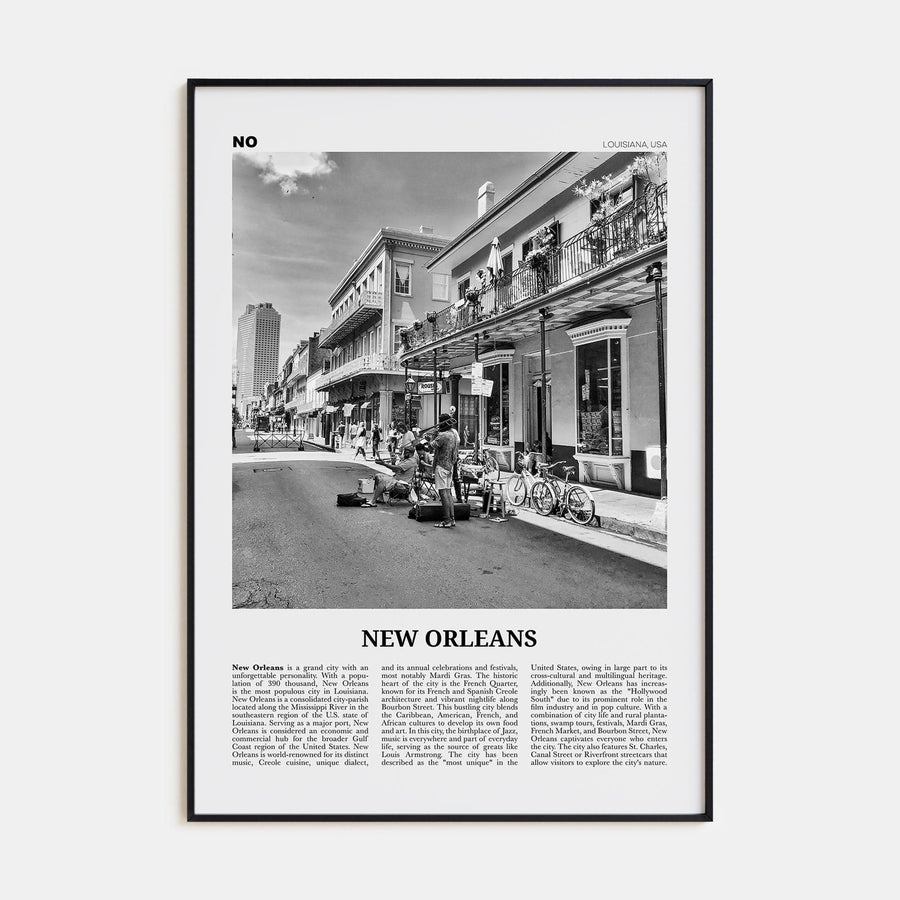 New Orleans No 3 Poster None / 8x12 in Nbourhood Travel B&W Poster