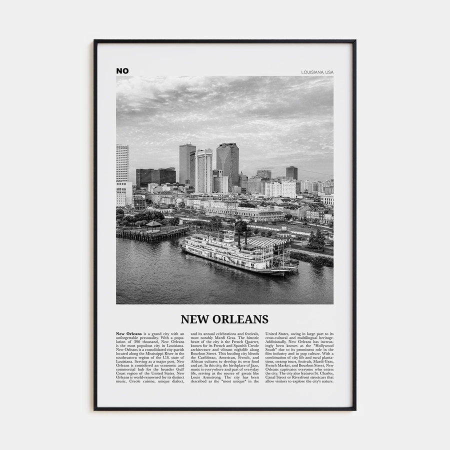 New Orleans No 4 Poster None / 8x12 in Nbourhood Travel B&W Poster