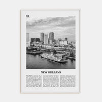 New Orleans No 4 Poster White Wood / 8x12 in Nbourhood Travel B&W Poster