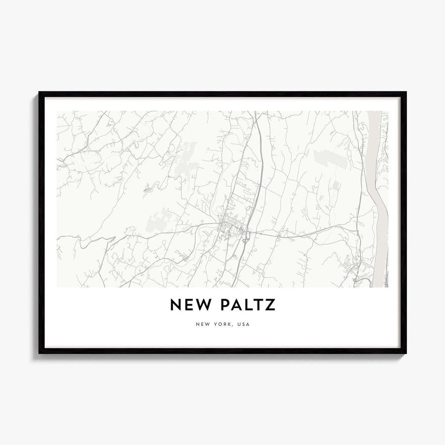 New Paltz Map Poster, framed poster mockup