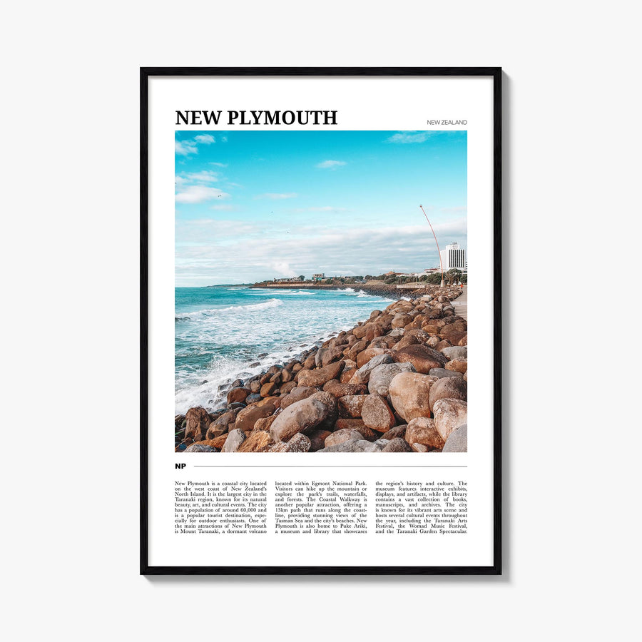 New Plymouth colorful travel poster of New Zealand – vertical wall art, unframed print shown in interior mockup