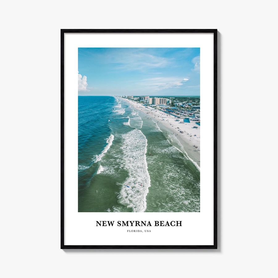 New Smyrna Beach colorful classic poster of Florida, USA – vertical wall art, unframed print shown in interior mockup
