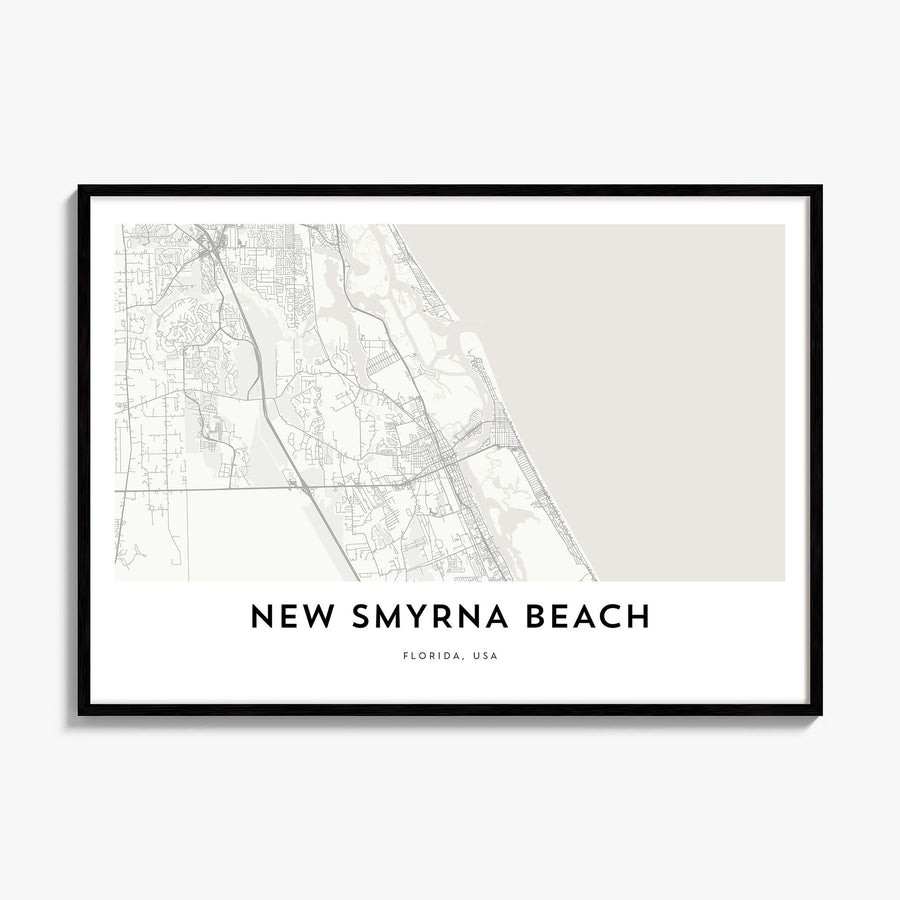 New Smyrna Beach Map Poster, framed poster mockup