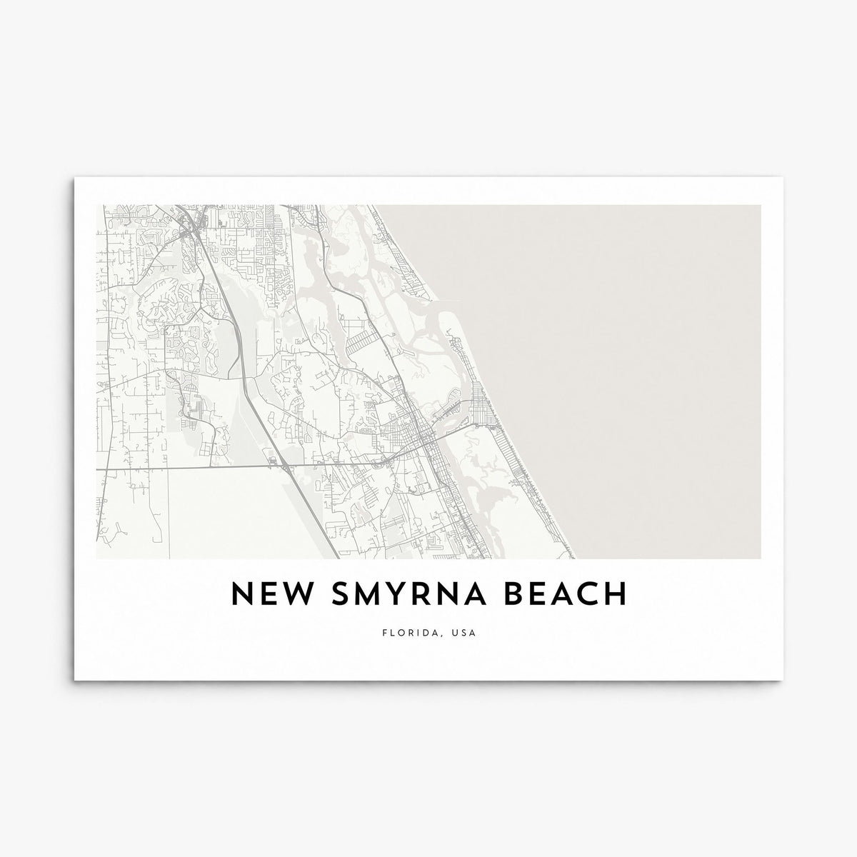 New Smyrna Beach Map Poster, print only (unframed)