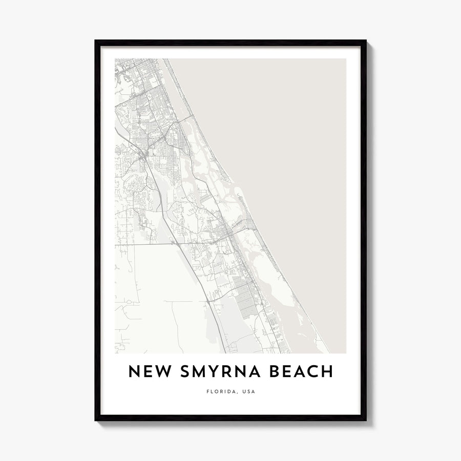 New Smyrna Beach Map Poster, framed poster mockup